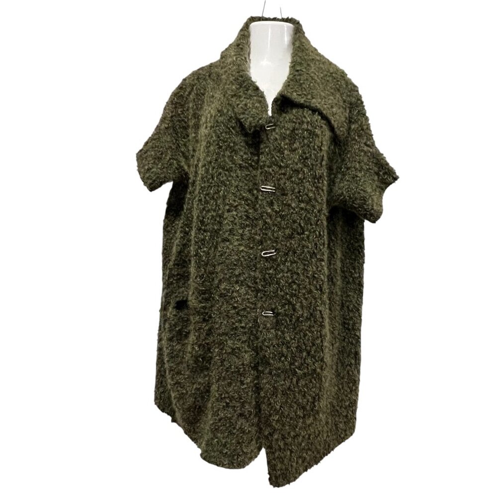Skifo USA Art-to-Wear Boucle Short Sleeve Cardigan, Green, OS